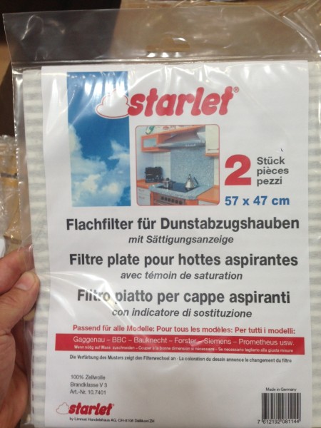 Filtermatte für Abzug 2x (Flachfilter) / 2 Filter für Abzug